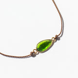 Elongated Teardrop Chrome Diopside Cord Bracelet