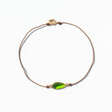 Elongated Teardrop Chrome Diopside Cord Bracelet