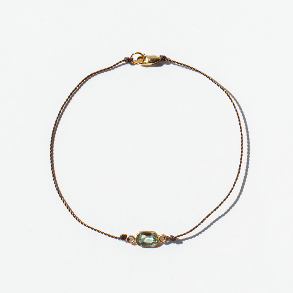 Emerald Cut Green Sapphire Cord Bracelet