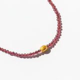 Garnet Beaded Bracelet with Chunky Oval Gold Bead