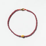 Garnet Beaded Bracelet with Chunky Oval Gold Bead