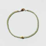 Green Apatite Beaded Bracelet with Oblong Gold Bead