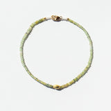 Green Tourmaline Beaded Bracelet with Oblong Gold Bead