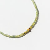 Green Tourmaline Beaded Bracelet with Small Square Gold Bead