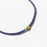 Lapis Tube Beaded Bracelet with Gold Oblong Bead