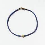 Lapis Tube Beaded Bracelet with Gold Oblong Bead
