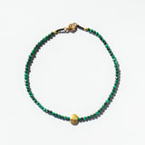 Malachite Beaded Bracelet with Flat Oval Gold Bead