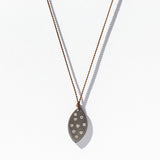 Marquise Shaped Oxidized Sterling Cord Necklace with Scattered Diamonds
