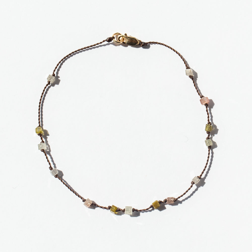 Mixed Rustic Diamond Cube Station Cord Bracelet