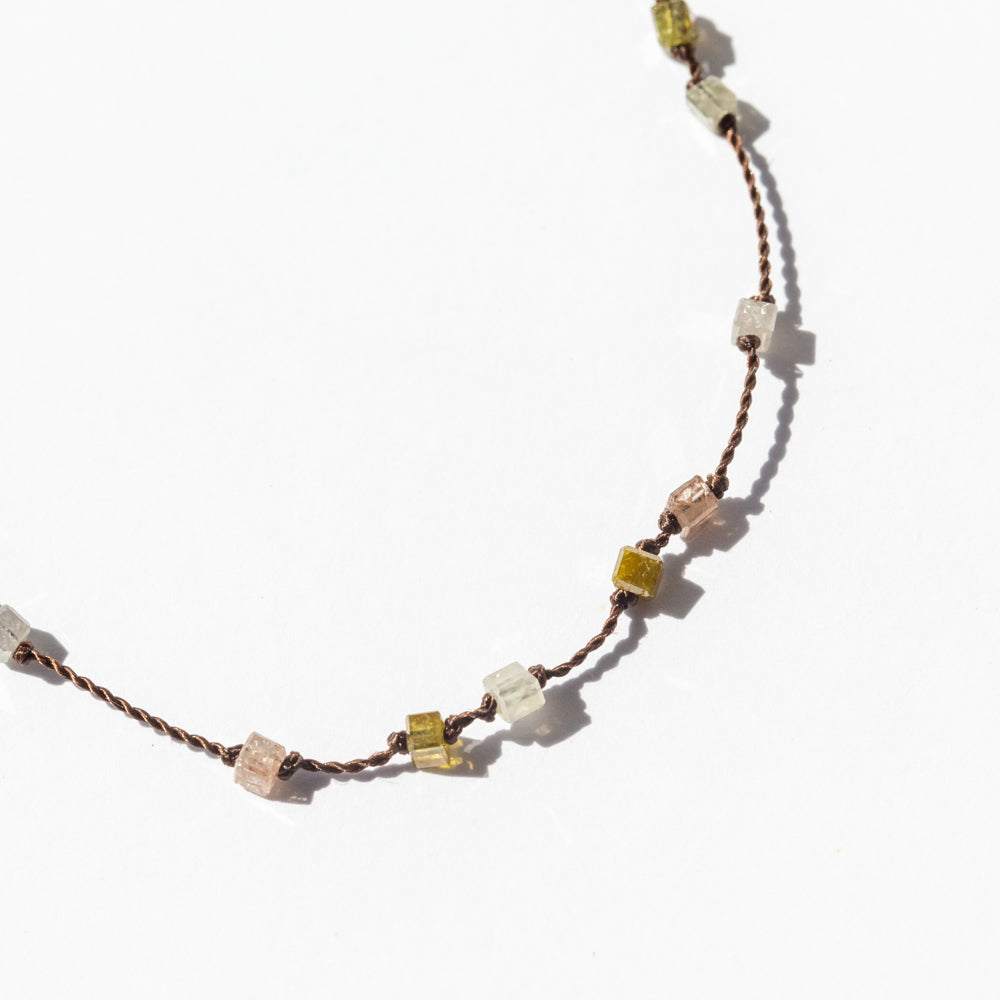 Mixed Rustic Diamond Cube Station Cord Bracelet
