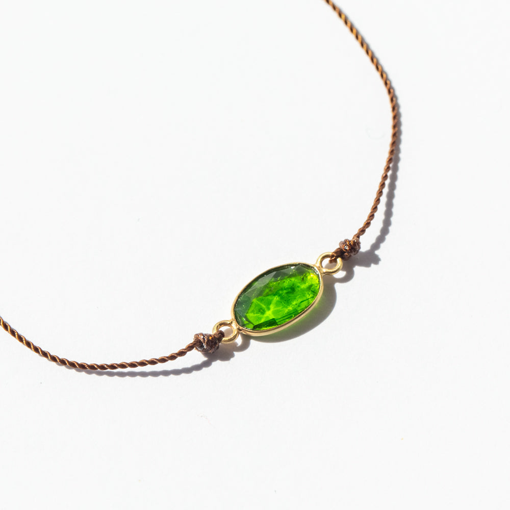 Oval Chrome Diopside Cord Bracelet