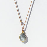 Oval Moss Aquamarine Cord Necklace