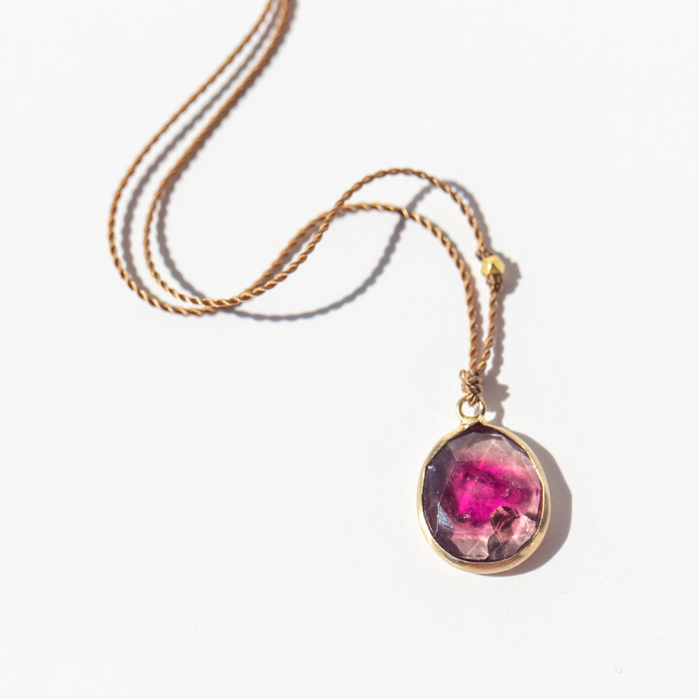 Oval Watermelon Tourmaline Necklace