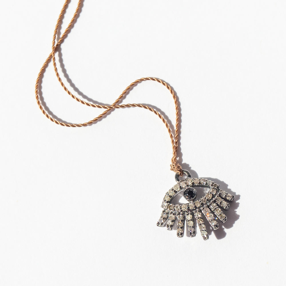 Pave Diamond Evil Eye Cord Necklace