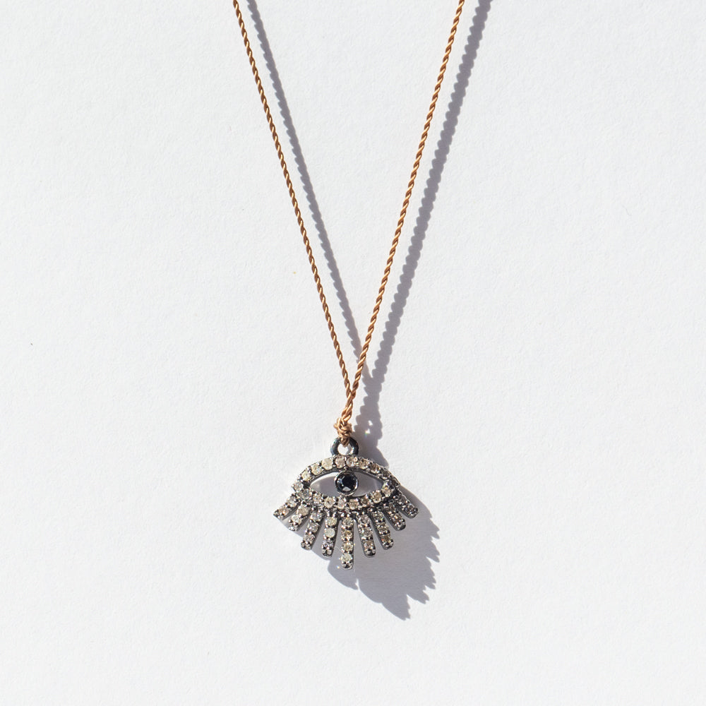 Pave Diamond Evil Eye Cord Necklace