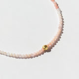 Pink Opal Beaded Bracelet with Faceted Gold Bead