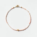 Pink Opal Beaded Bracelet with Faceted Gold Bead