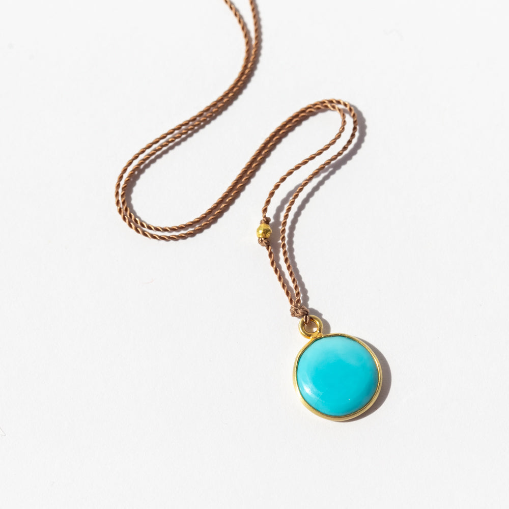 Round Turquoise Cord Necklace