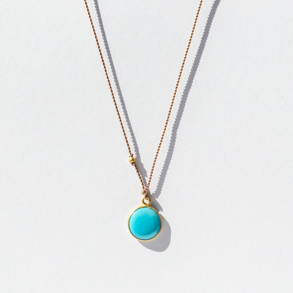 Round Turquoise Cord Necklace