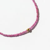 Ruby Beaded Bracelet with Square Gold Bead