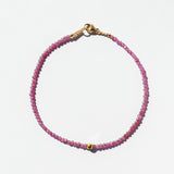 Ruby Beaded Bracelet with Square Gold Bead