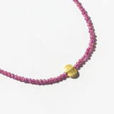 Ruby Beaded Bracelet with Large Flat Oval Gold Bead