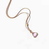 Small Asymmetrical Triangle Pink Sapphire Cord Necklace