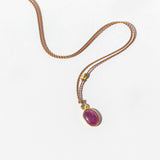Small Oval Ruby Cabochon Cord Necklace