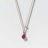 Small Oval Ruby Cabochon Cord Necklace