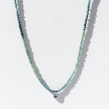 Teal Tourmaline Beaded Necklace with Tiny Teardrop Teal Tourmaline Dangle