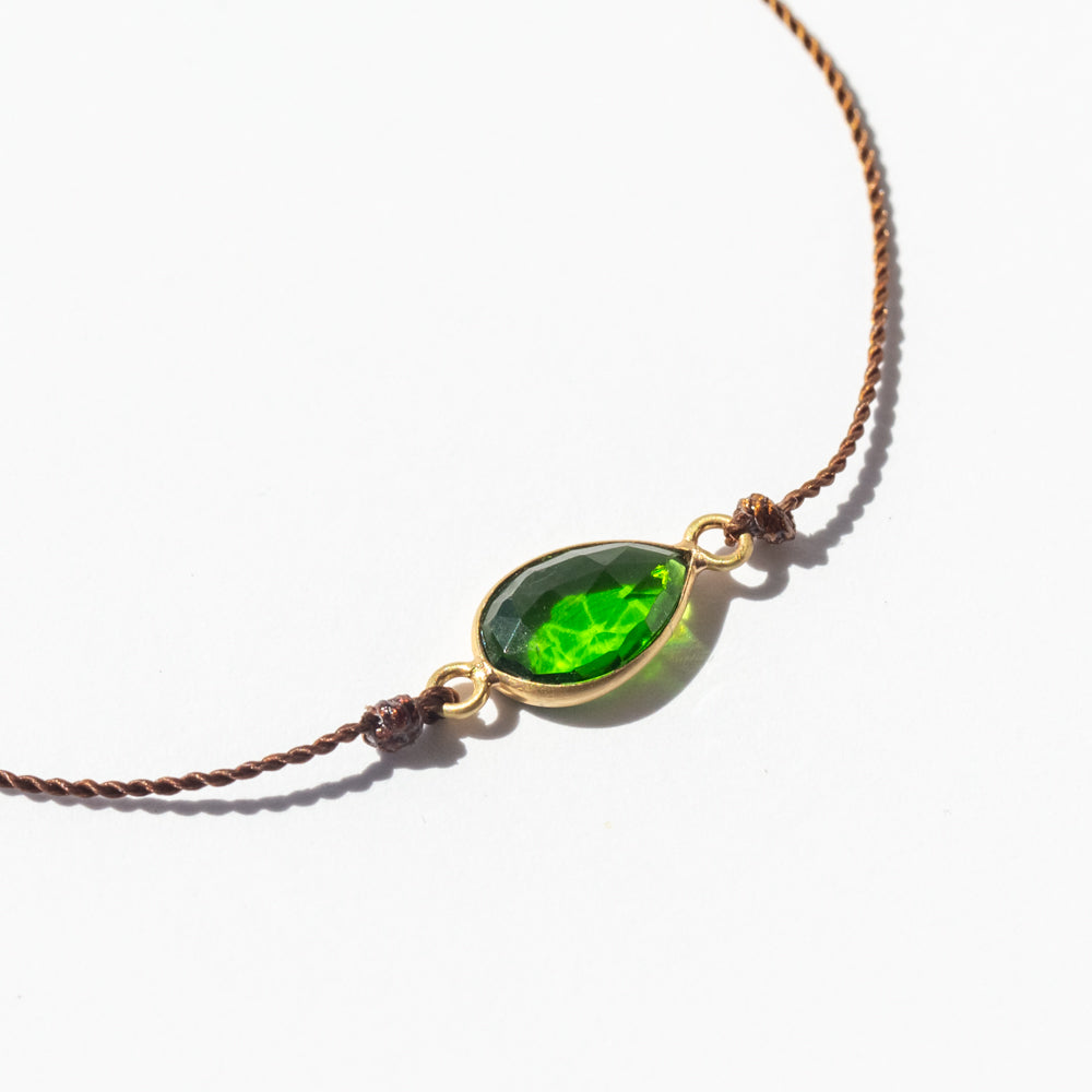 Teardrop Chrome Diopside Cord Bracelet