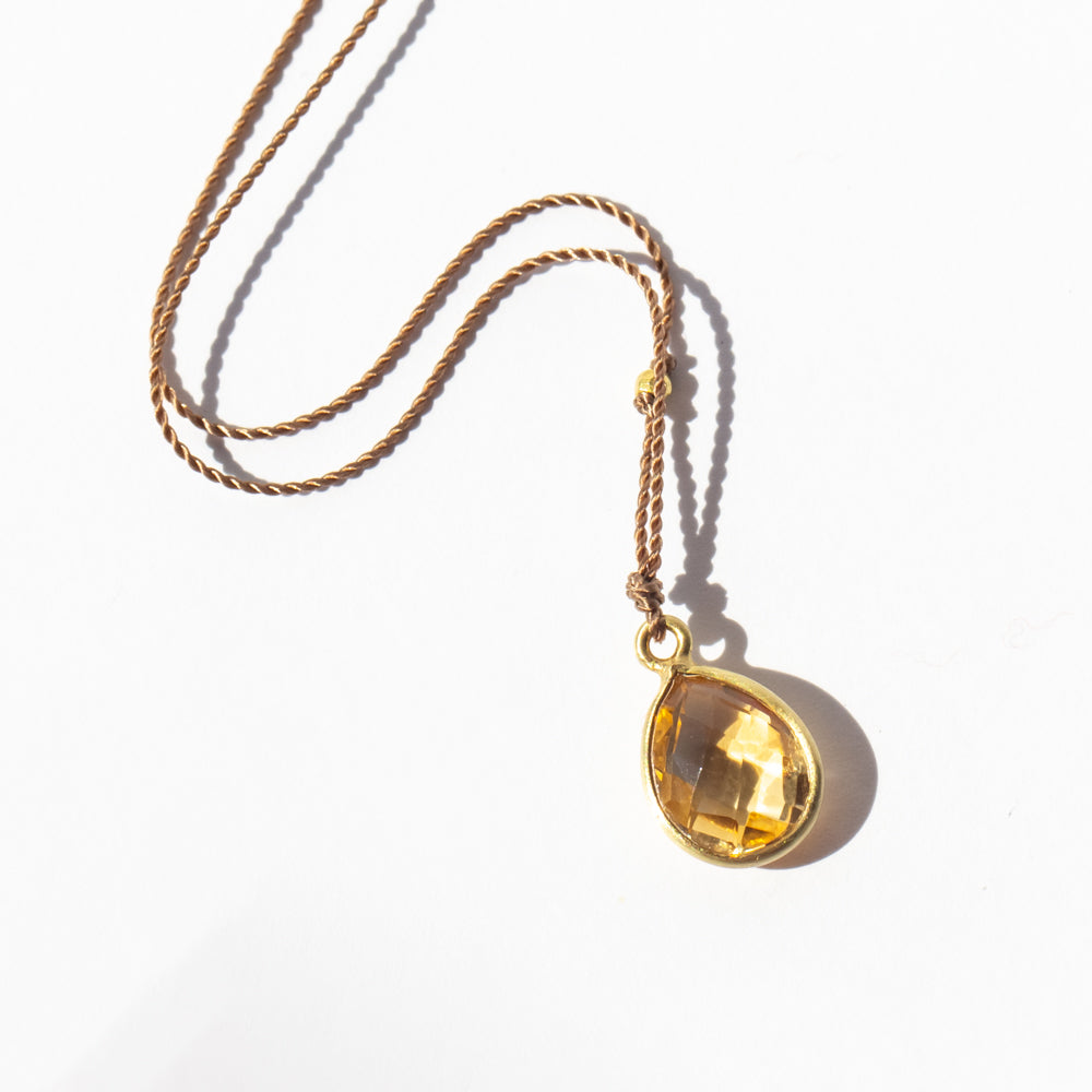 Teardrop Citrine Cord Necklace