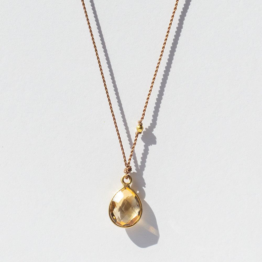 Teardrop Citrine Cord Necklace