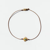 Tiny Emerald and Gold Flower Cord Bracelet