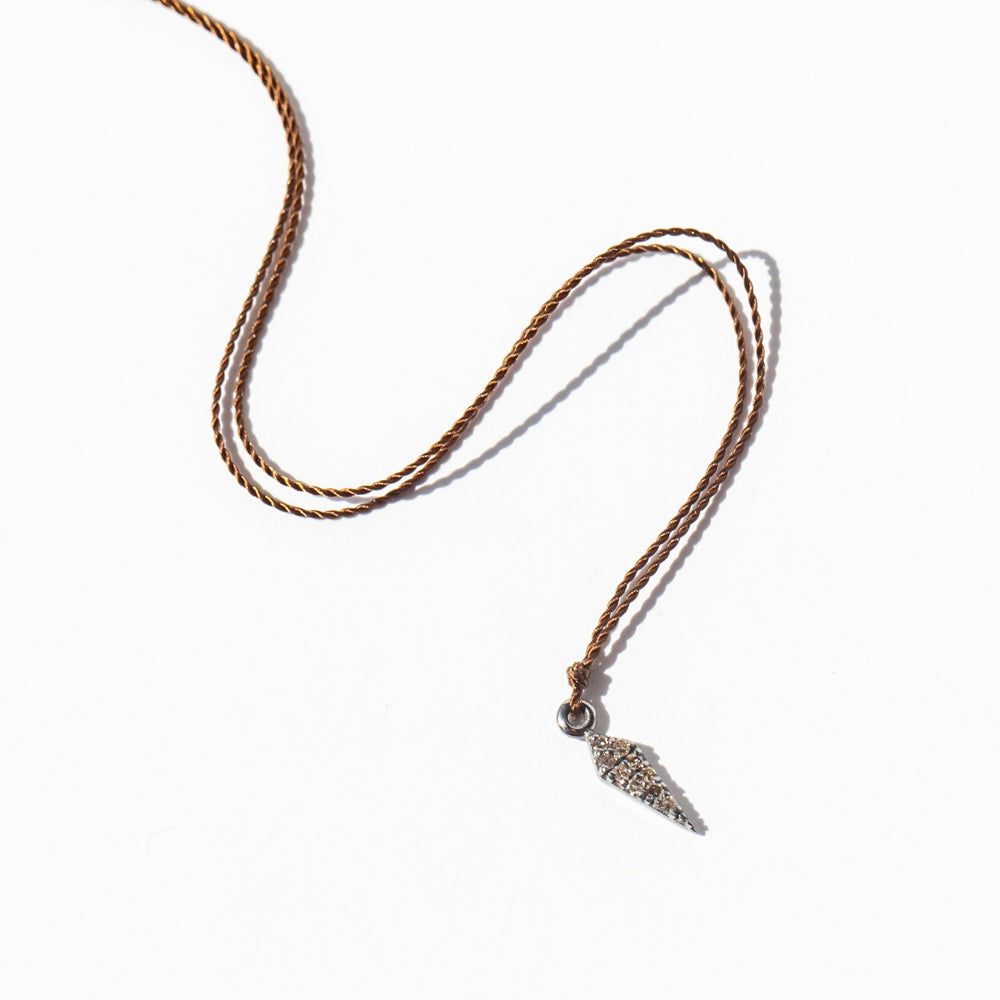 Tiny Pavé Diamond Dagger Cord Necklace