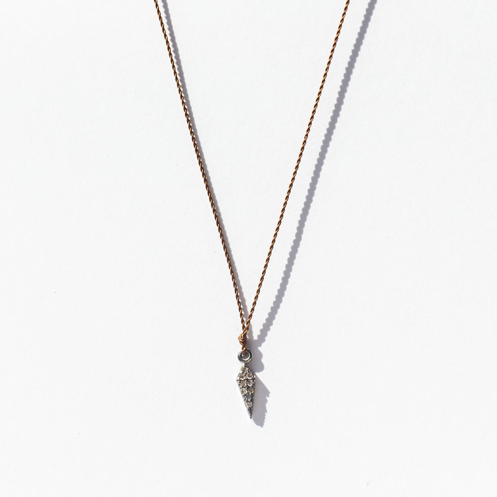 Tiny Pavé Diamond Dagger Cord Necklace