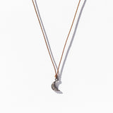 Tiny Pavé Diamond Moon Cord Necklace