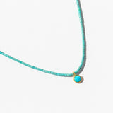Tiny Turquoise Beaded Necklace with Tiny Round Turquoise Dangle