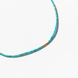 Tiny Turquoise Tube Beaded Bracelet with Gold Tube Bead