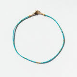 Tiny Turquoise Tube Beaded Bracelet with Gold Tube Bead