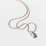 Twisty Elongated White Keshi Pearl Cord Necklace