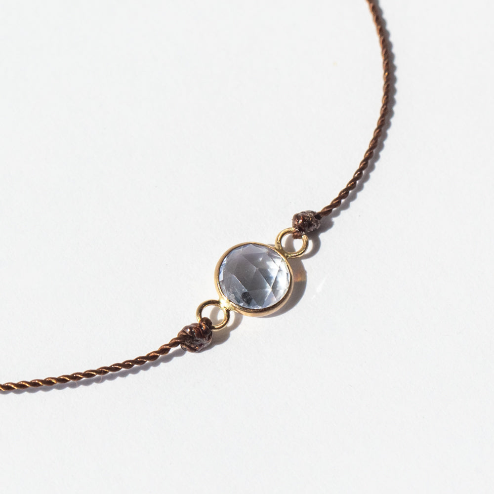 Very Light Blue Round Rose Cut Sapphire Cord Bracelet