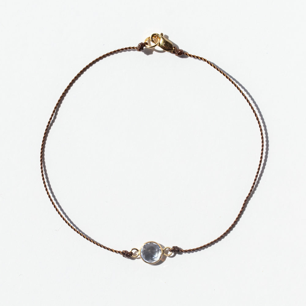 Very Light Blue Round Rose Cut Sapphire Cord Bracelet