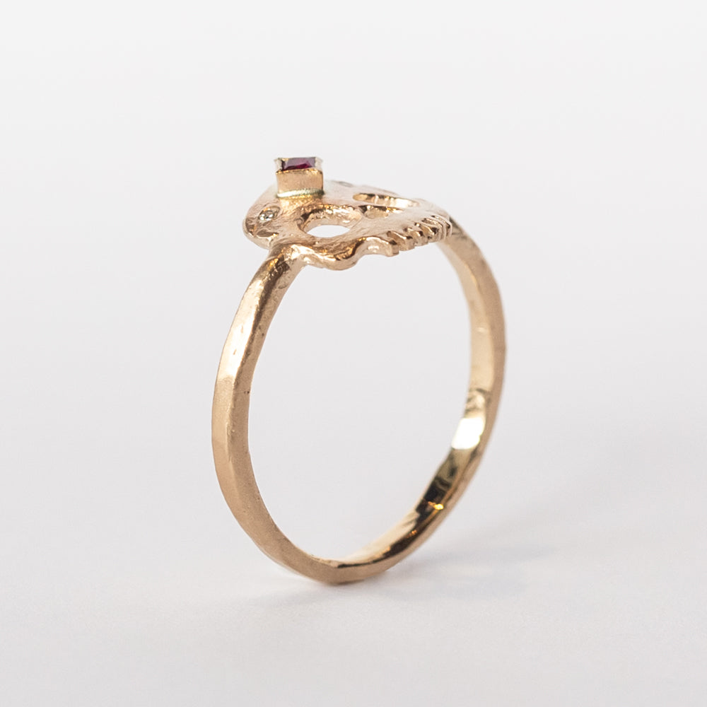 Ruby Skull Ring