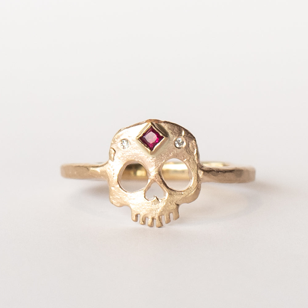 Ruby Skull Ring