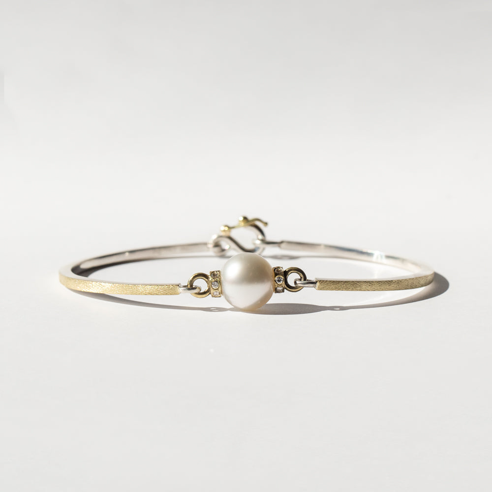 South Sea Pearl Bangle with Diamonds