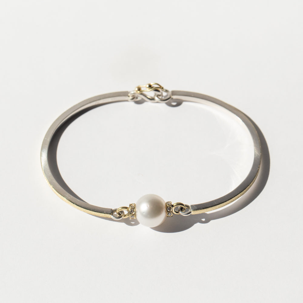 South Sea Pearl Bangle with Diamonds