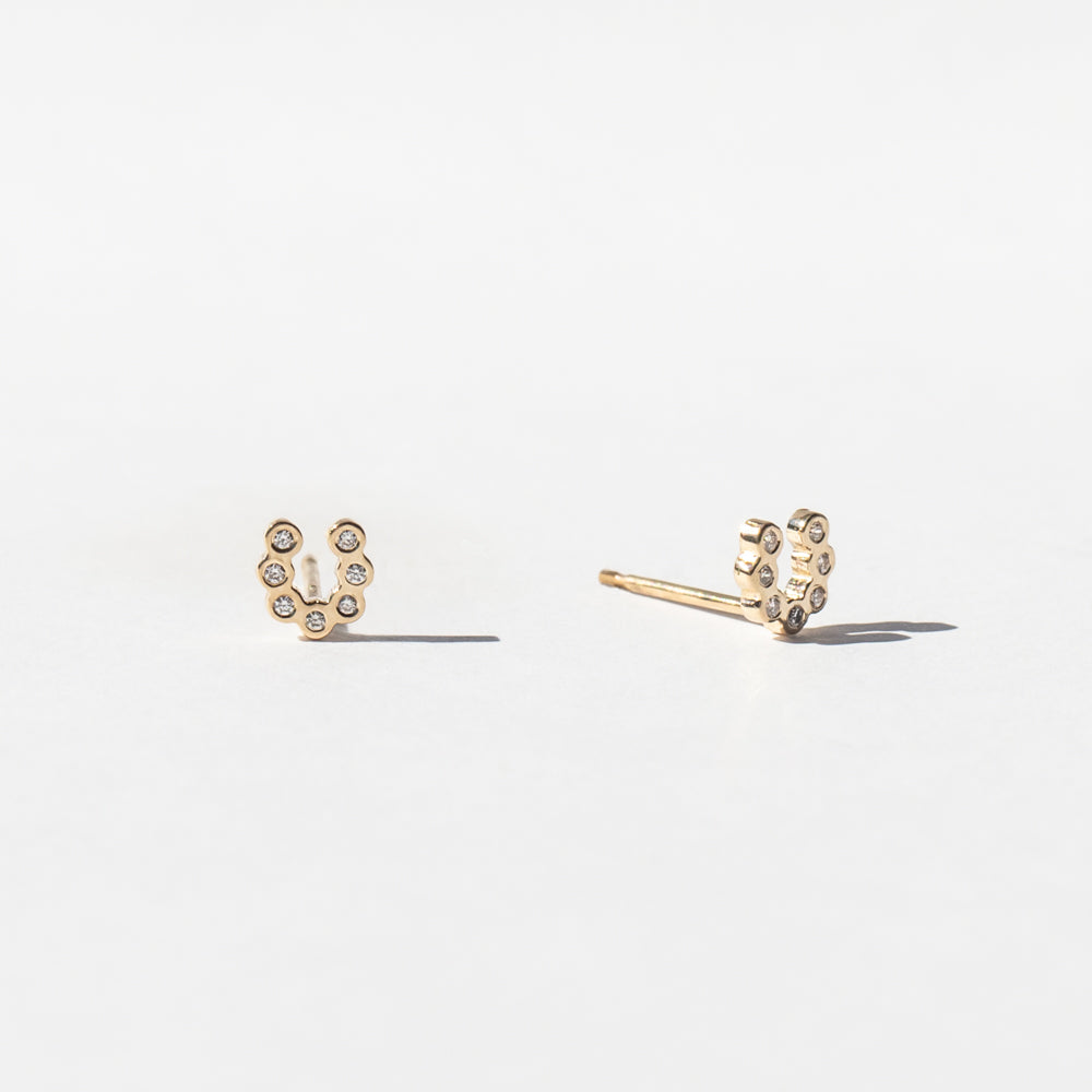 Bezel Diamond Horseshoe Stud Earrings
