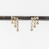 Bezel Diamond Small Rolo Chain Waterfall Stud Earrings