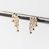 Bezel Diamond Small Rolo Chain Waterfall Stud Earrings